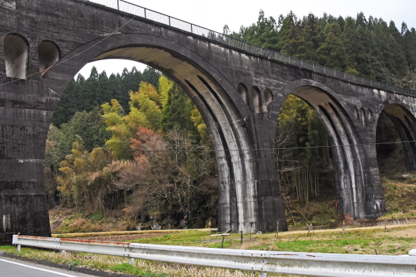 A bridge made of bamboo reinforced concrete that is still in use today