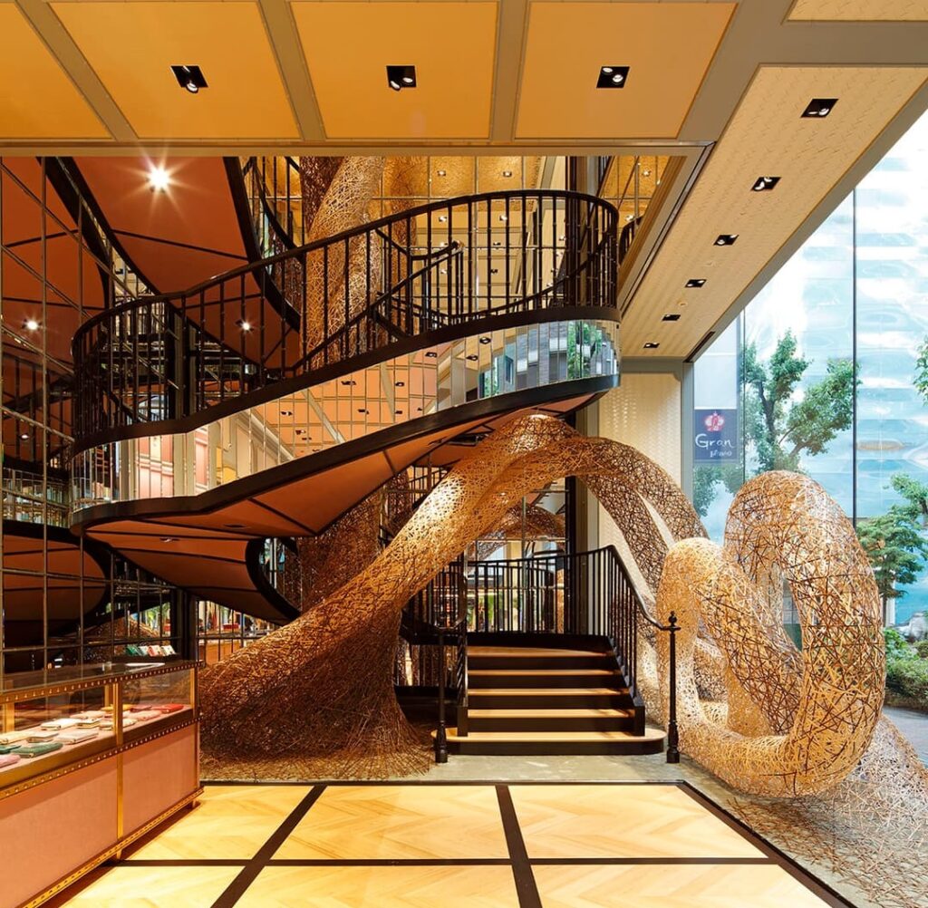 A bamboo sculpture created at the Gucci store in Omotesando to commemorate the first anniversary