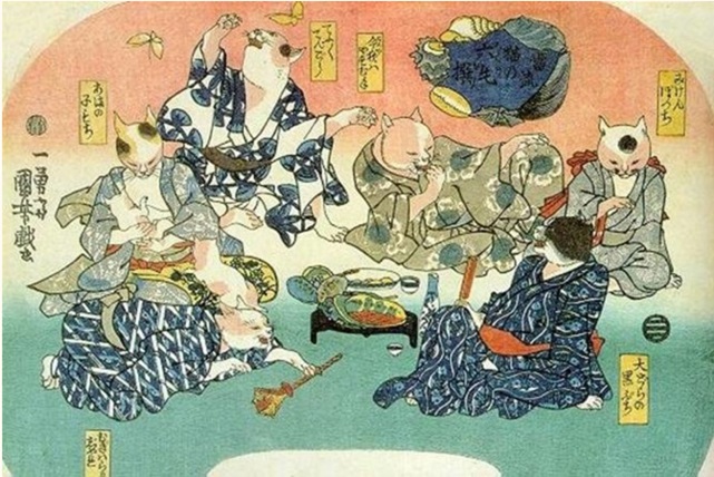 Utagawa Kuniyoshi "Rokkesen of Cats" (1843-1846)