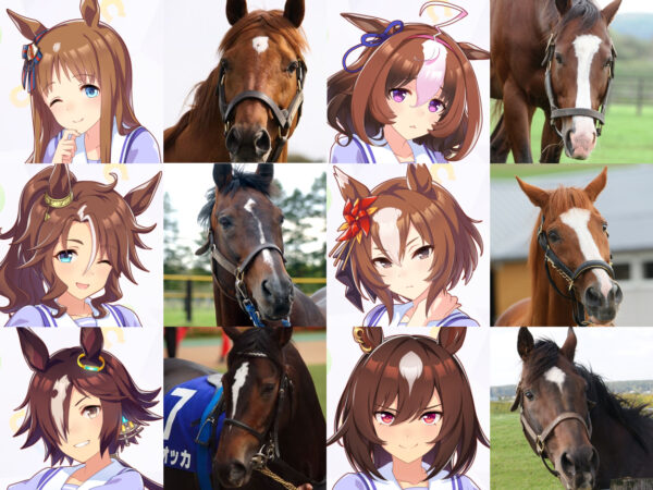 Anthropomorphized Uma Musume and model horse
