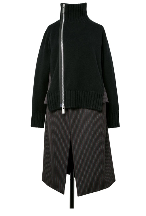 sacai Stripe Doeskin x Wool Knit Coat Dress $1,575.00 = 165,000 yen (approximately US$1,138.00 / 1 USD = 145 yen)