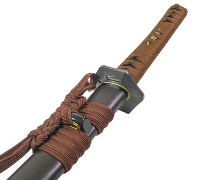 Kumihimo used as "tocho," a decorative cord for the handle of a sword, and "sageo," a cord used to connect the scabbard to the obi.
